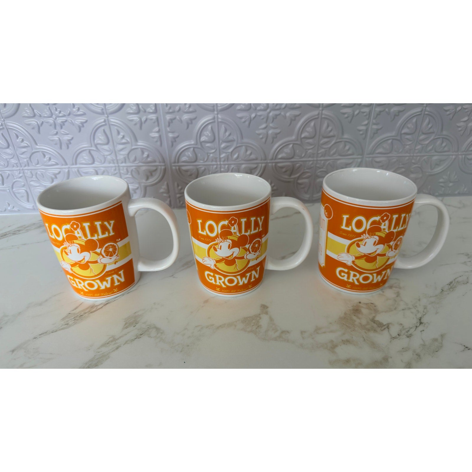 Disney Minnie Mouse Locally Grown Citrus Ceramic Coffee Mugs - Set of 3