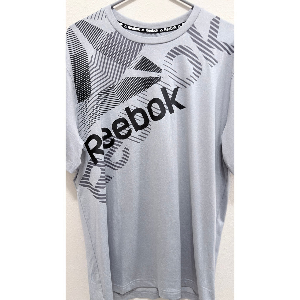 NWOT Reebok Men's Gray Graphic Logo Gym Training Shirt - Large