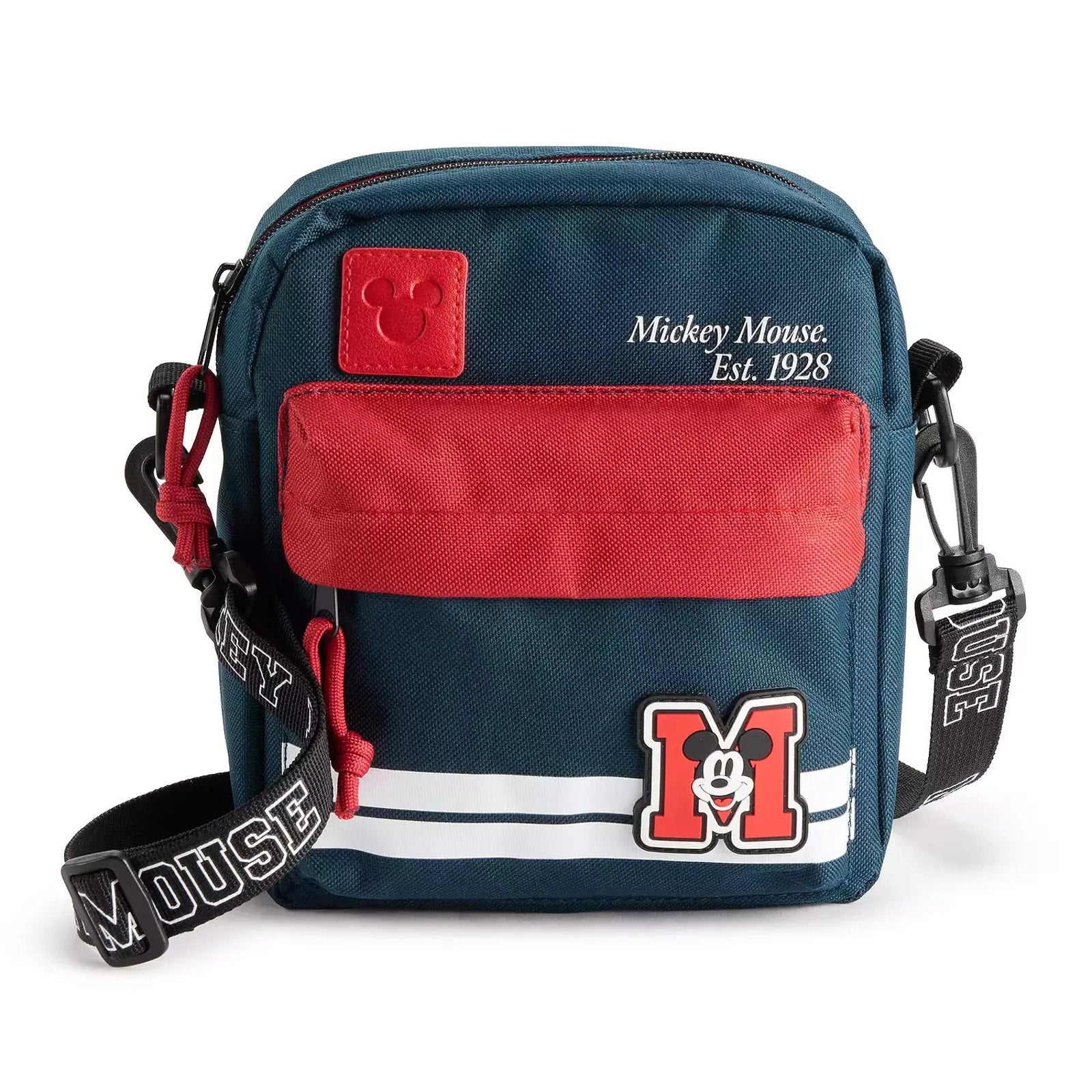 Bioworld Disney Mickey Mouse Varsity Crossbody Bag Red Blue NWT