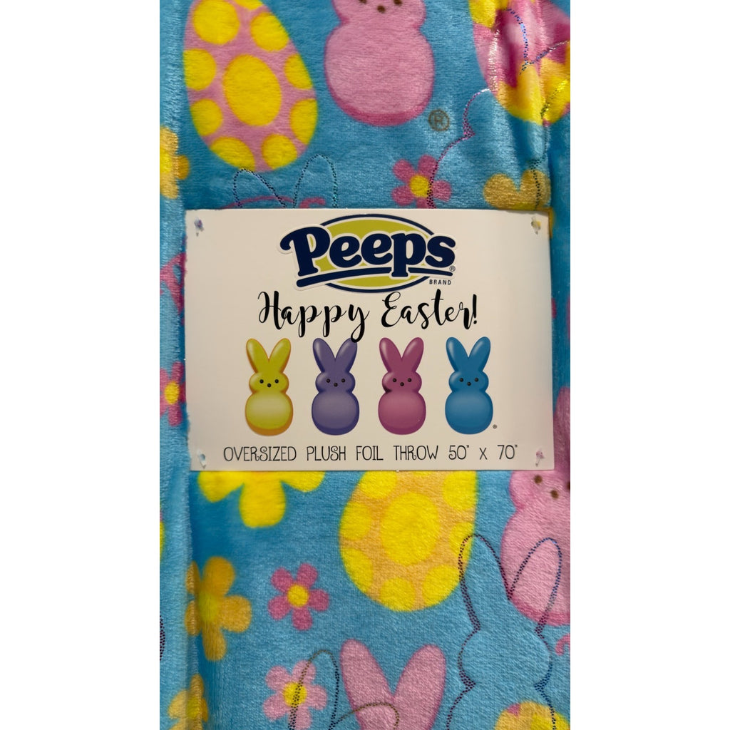 Peeps Oversized Plush Throw 50" x 70" - Peeps, Eggs, and Foil Design - NEW