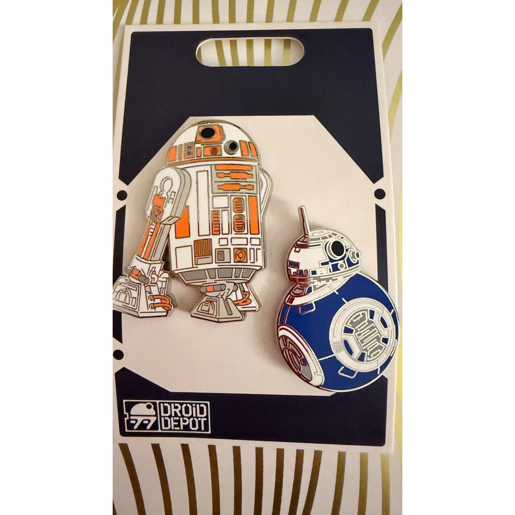Disney Parks Star Wars Galaxy Edge Droid Depot BB8 & R2D2 Pin Set NEW