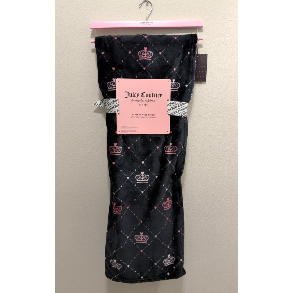 NWT Juicy Couture Plush Throw Blanket - 50x70 - Elegant Crown Diamond