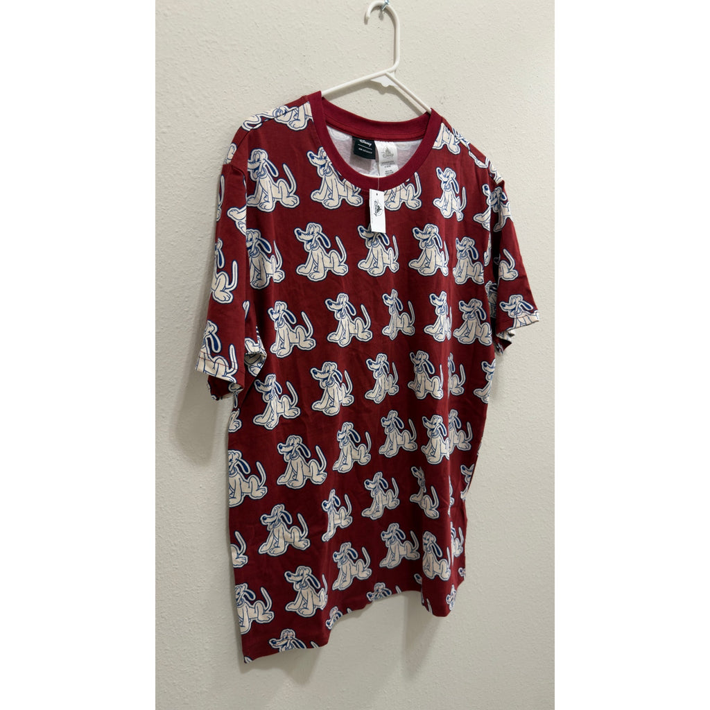 Disney Parks Our Universe Pluto All Over Print Shirt Large NWT