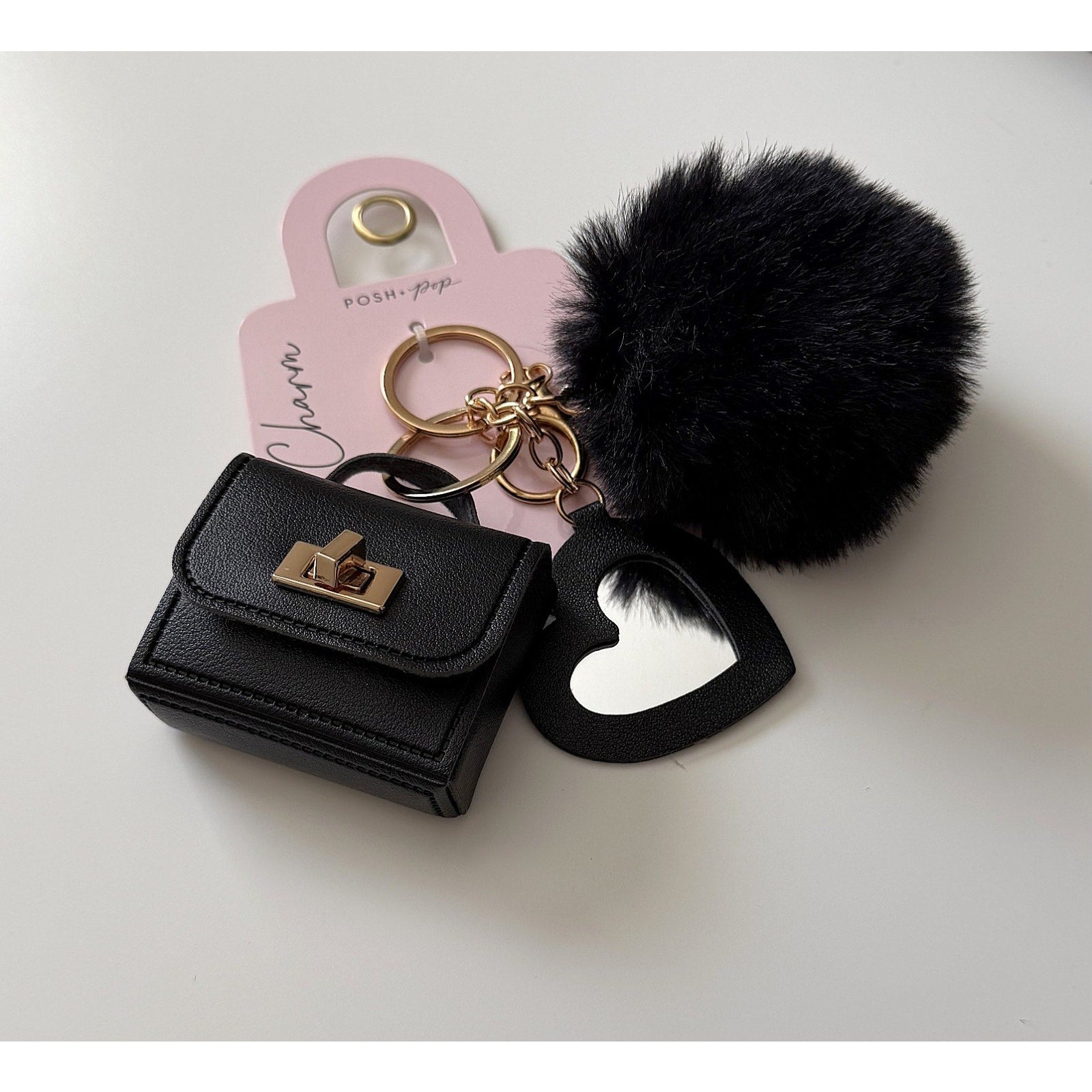 NEW Posh Pop Mini Bag Charm Key Chain - Black