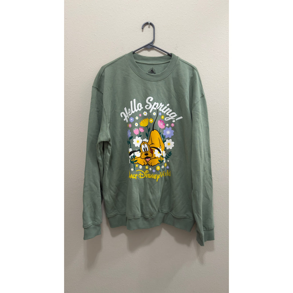 Walt Disney World "Hello Spring!" Pluto Crewneck Sweatshirt NWT Large