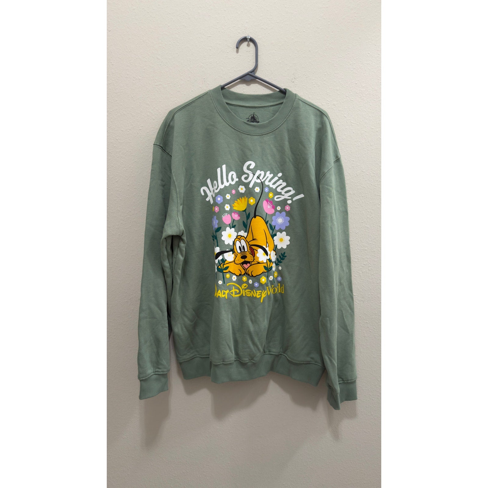 Walt Disney World "Hello Spring!" Pluto Crewneck Sweatshirt NWT Large