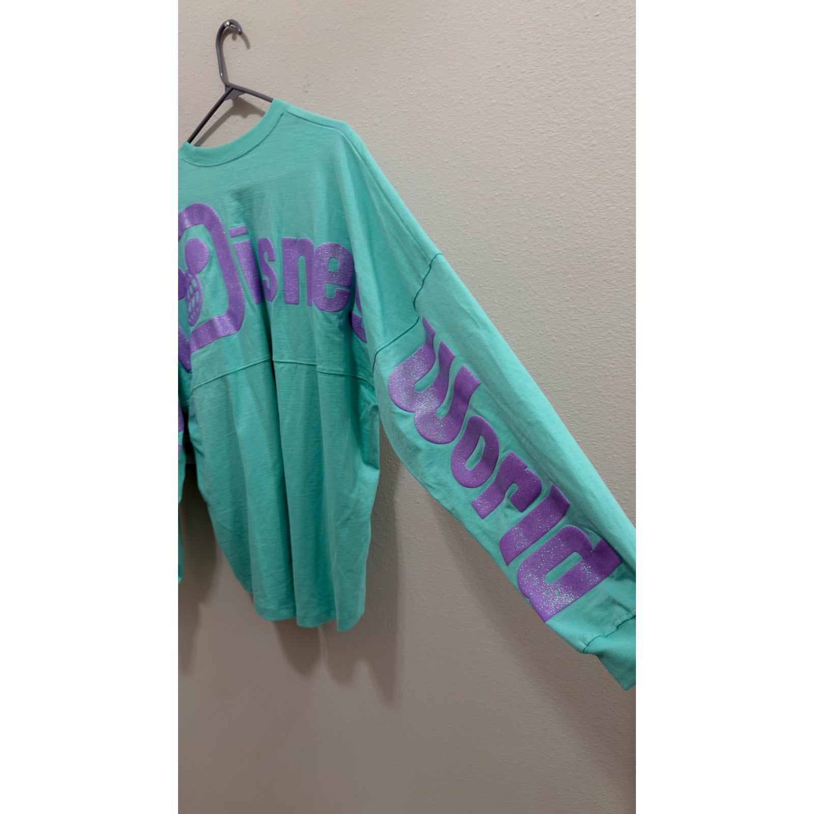 Walt Disney World Spirit Jersey Large Mint Green Pistachio Purple Glitter NWT