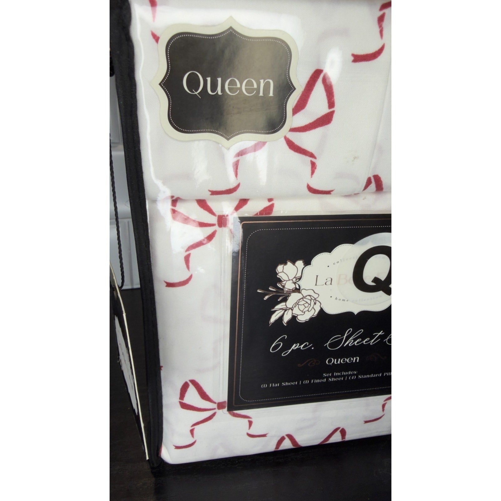 La Belle Fleur Queen Sheet Set — Red & White Bows