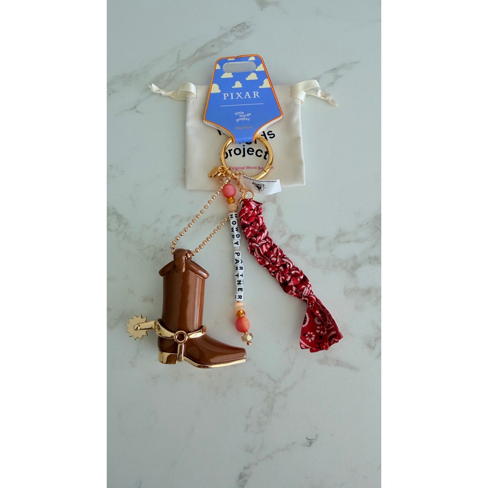 Little Words Project x Toy Story Howdy Partner Cowboy Boot Bag Charm NWT