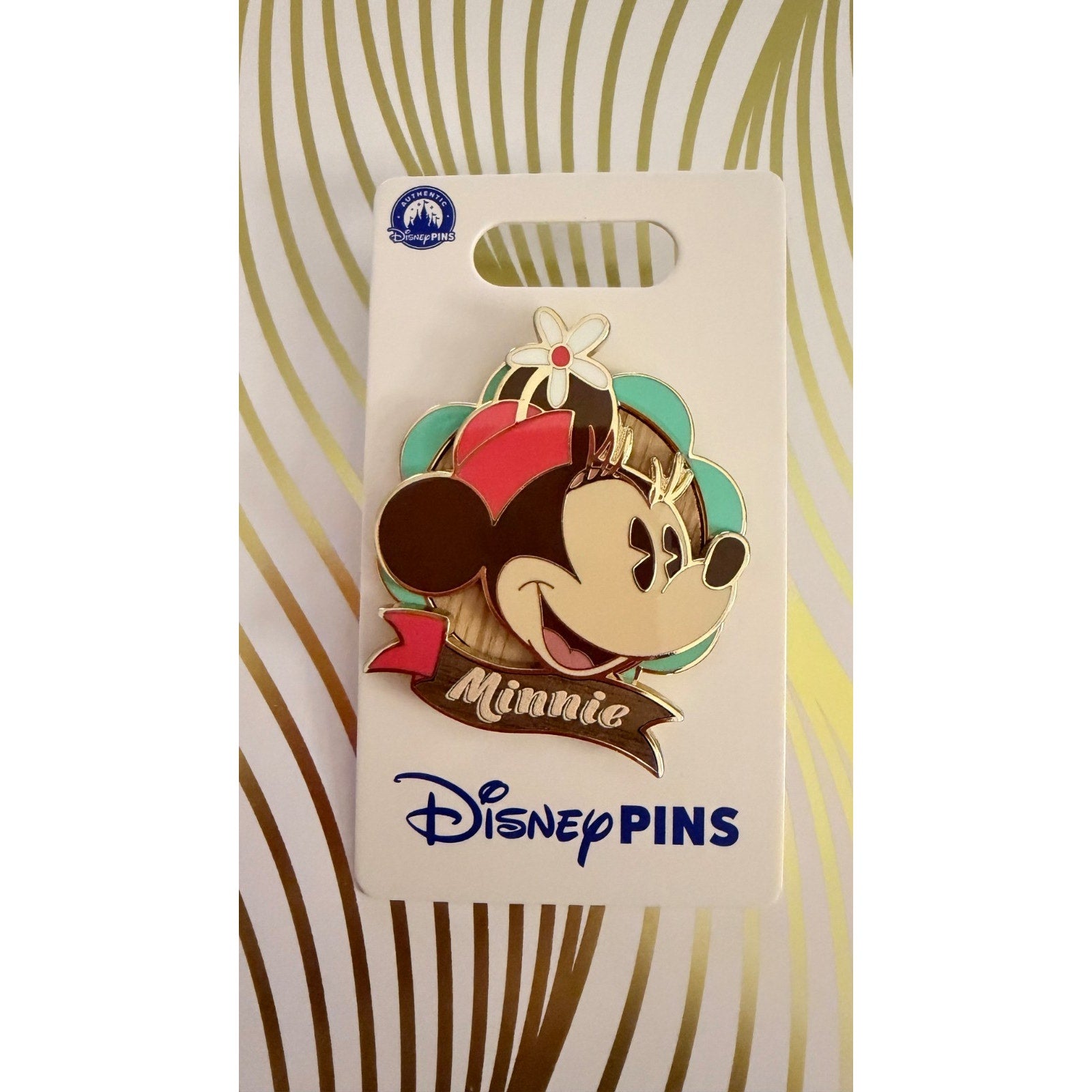 NEW Disney Parks Mickey & Minnie Wood Inlay Pin Set