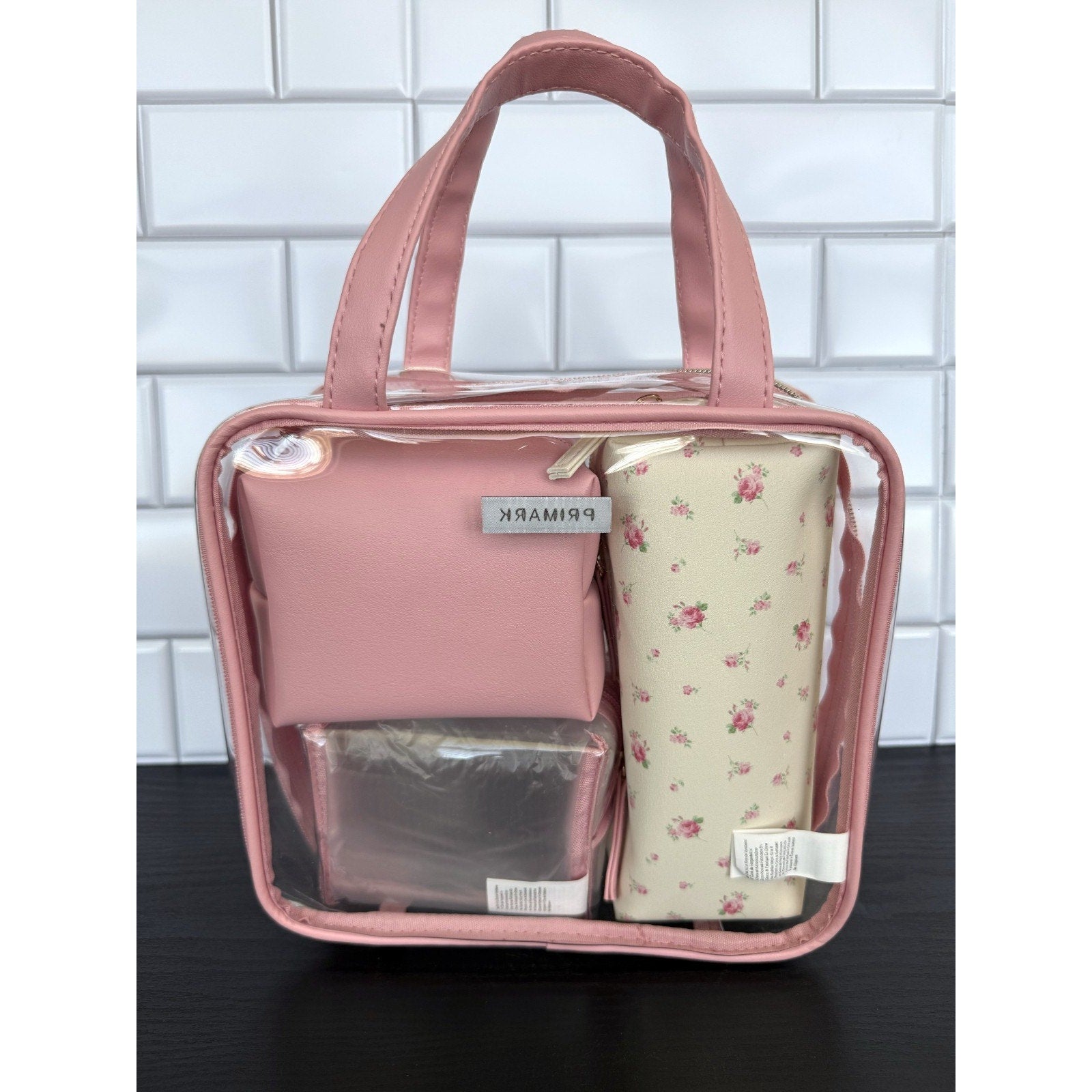 NWT Primark Pink Floral 3-Piece Wash Bag Set – Pink Roses
