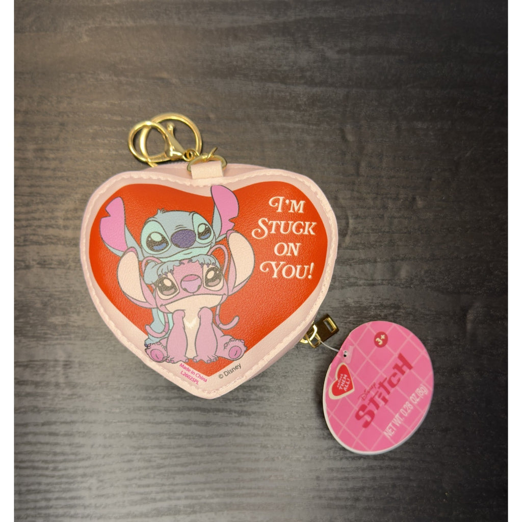 Disney Stitch & Angel Candy Heart Keepsake Keychain/Coin Purse NWT