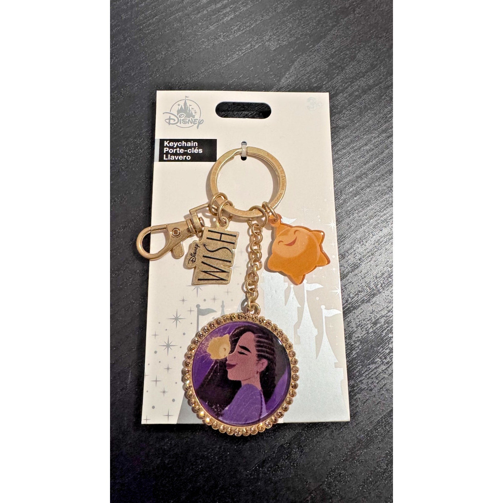 Disney Parks Wish Movie Bag Charm/Keychain Asha with Star Metal NEW