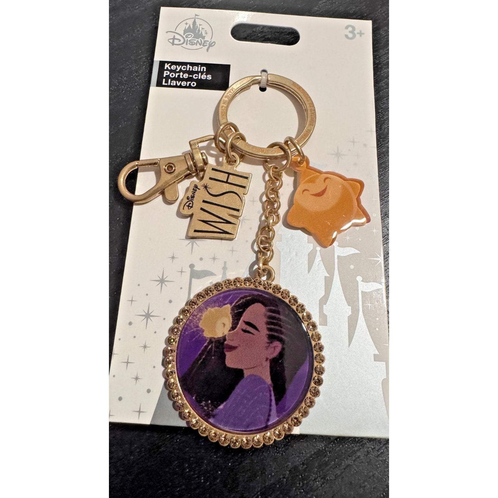Disney Parks Wish Movie Bag Charm/Keychain Asha with Star Metal NEW