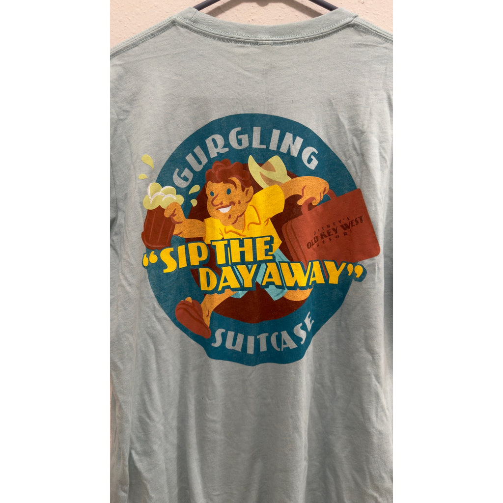 Disney Parks Old Key West Gurgling Suitcase Sip The Day Away Shirt Large NWT