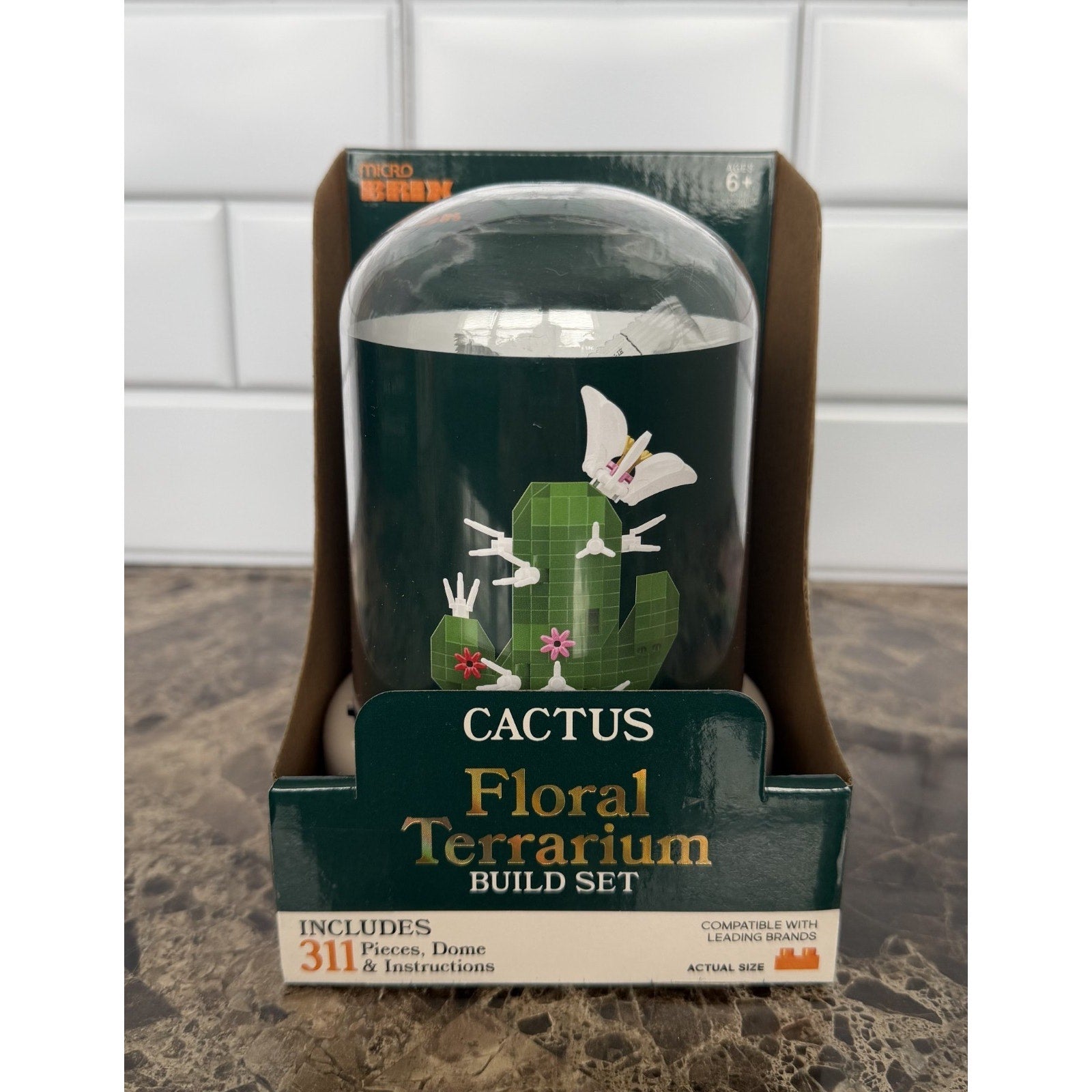 NEW Micro Brix Floral Terrarium CACTUS Building Blocks Set Build Toy, 311 Pieces