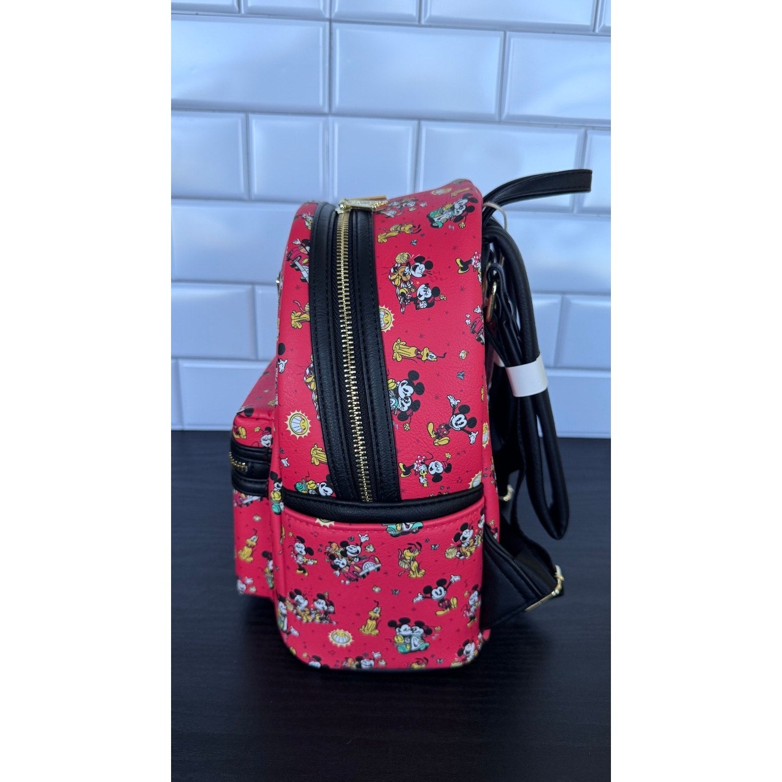 Disney Parks x Loungefly Mickey & Minnie Runaway Railway Mini Backpack Red AOP