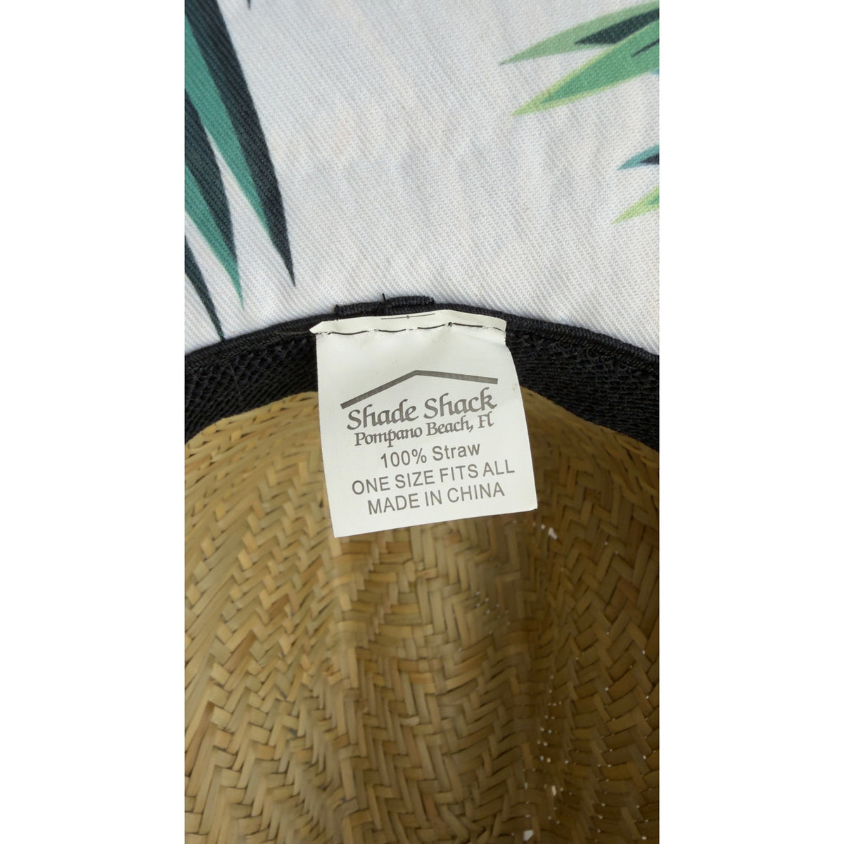 Shade Shack Straw Sun Hat Wide Brim Palm Print Underbrim Beach Lifeguard Hat OS