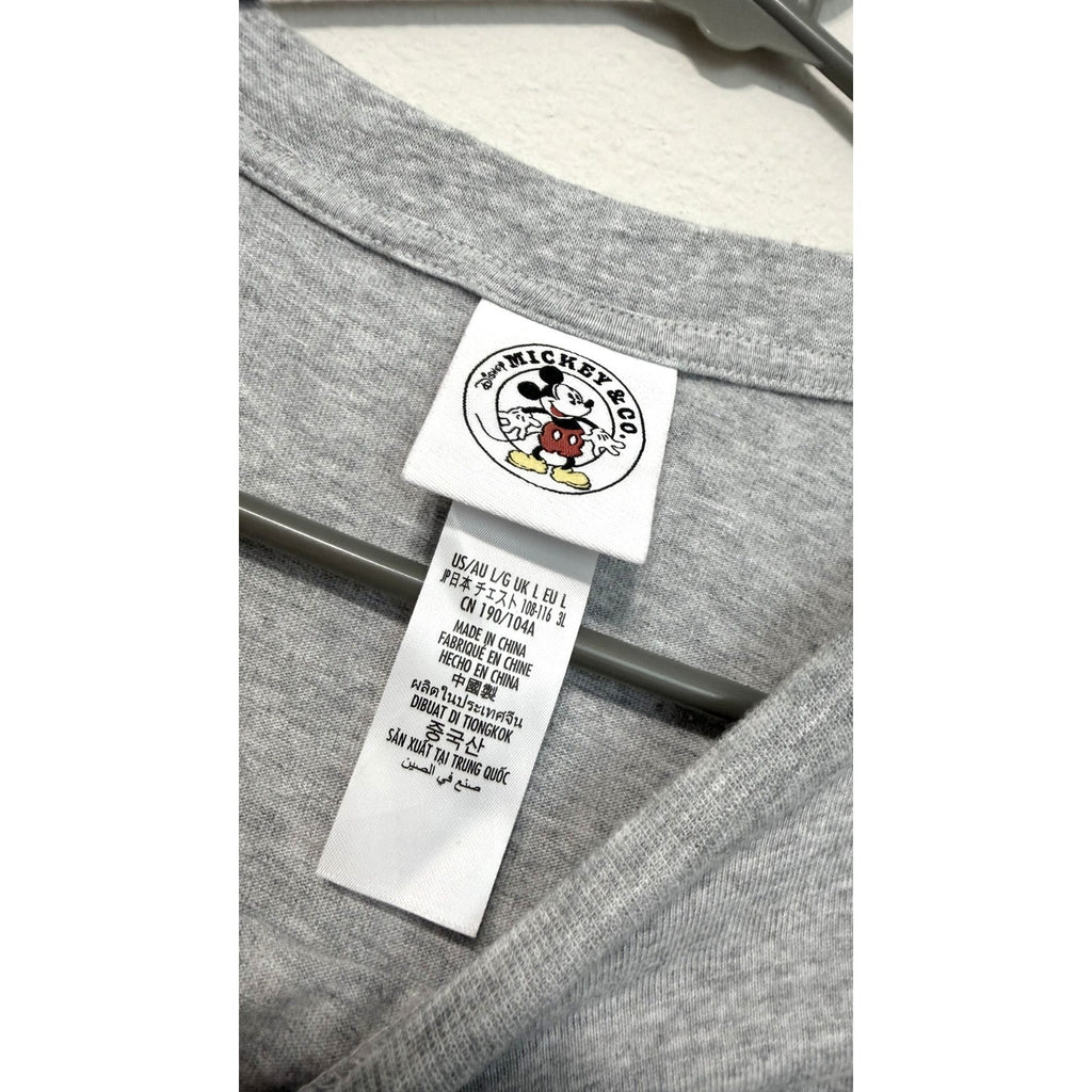 NWT Disney Mickey & Co. Double-Sided Graphic Long-Sleeve Gray Shirt - Large