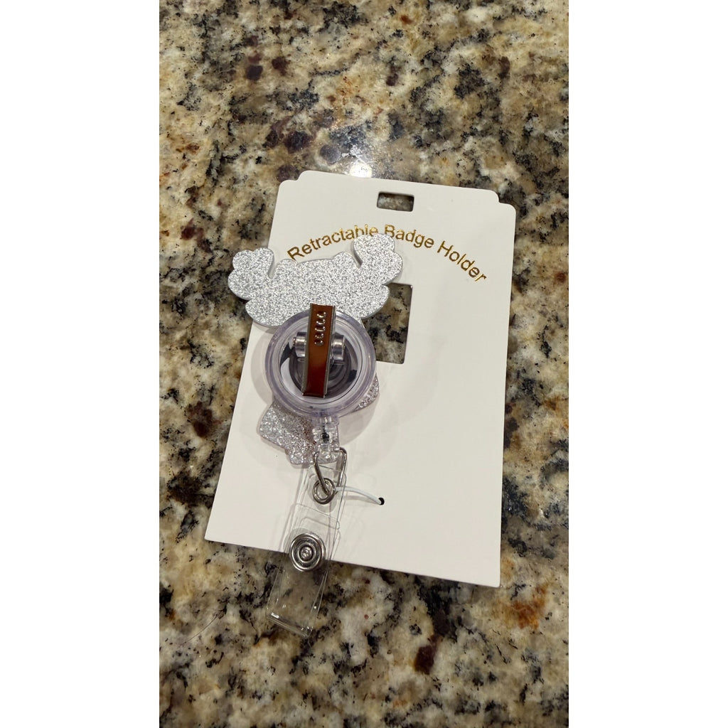 Retractable ID Clip Medical Deer, Acrylic Christmas Badge Holder NEW