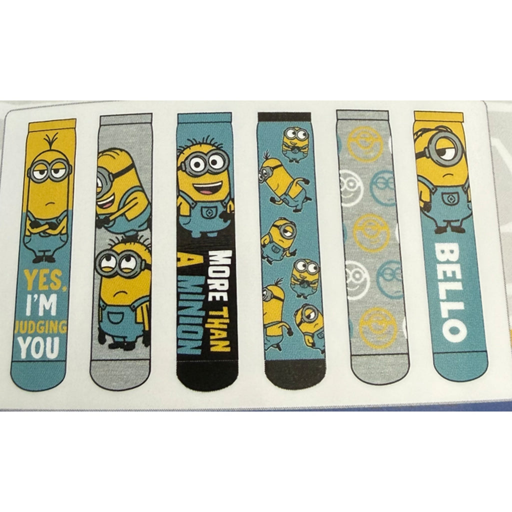 Illuminations Minions Crew Socks Unisex Size 6-12 6-Pack NWT
