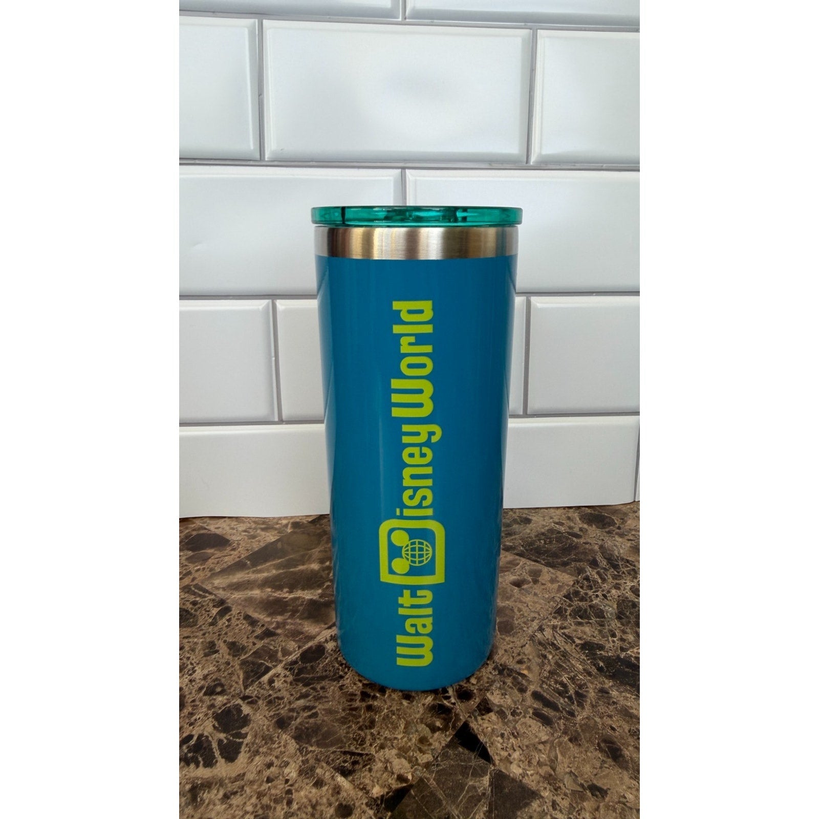 NEW Disney World Logo Stainless Steel Tumbler with Charm - 17oz