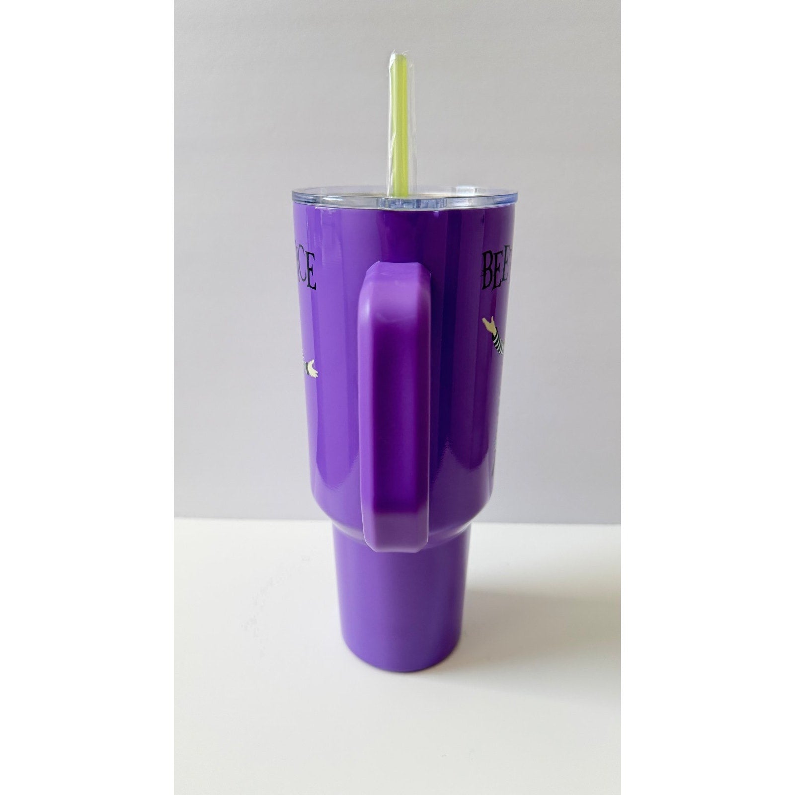 Silver Buffalo Beetlejuice 40oz Stainless Steel Tumbler with Handle Purple NWT