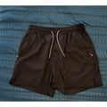 Men's Black Athletic Performance Shorts Zipper Pockets Drawstring Size Large