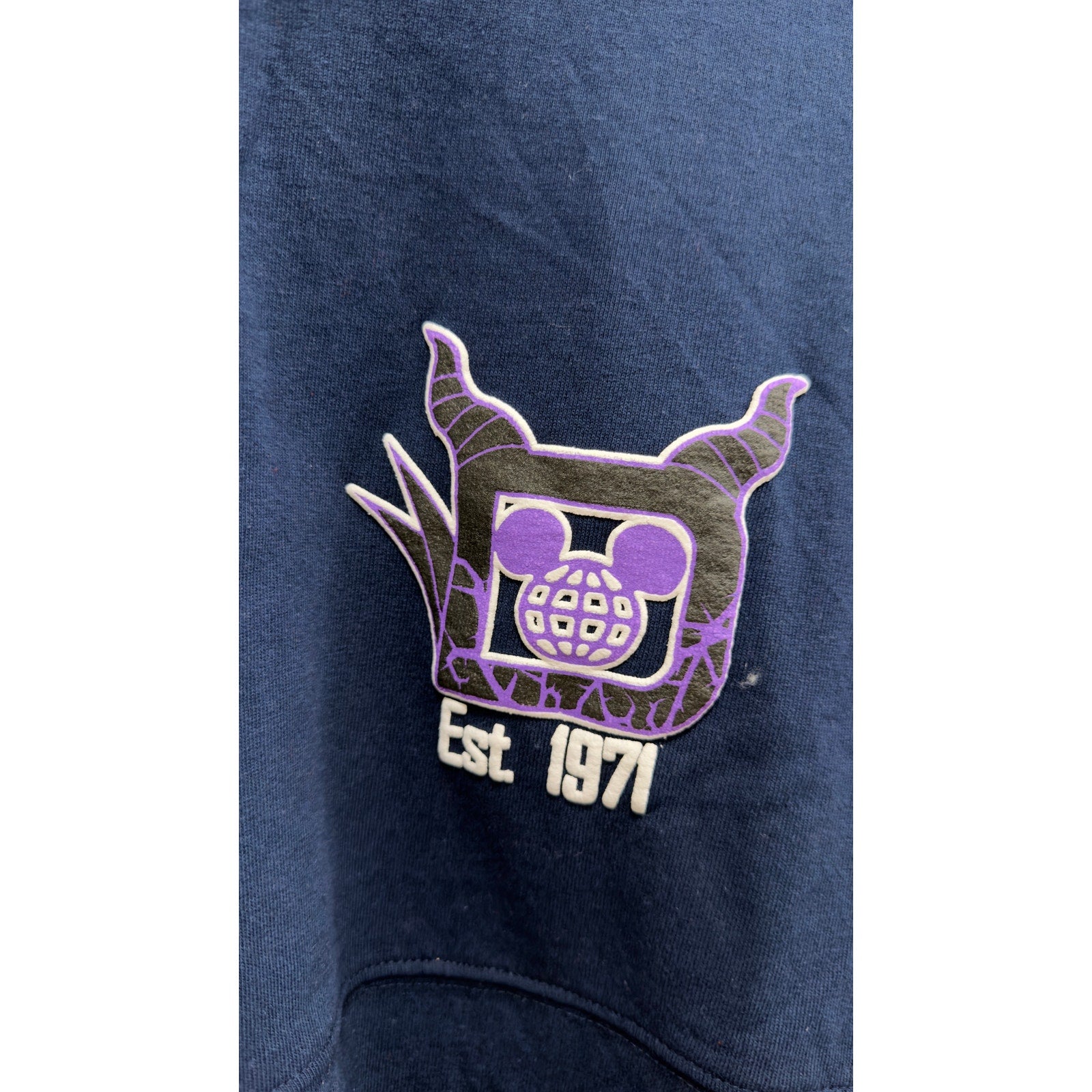 Disney Parks Spirit Jersey Navy Blue Villians Lettering Large NWT
