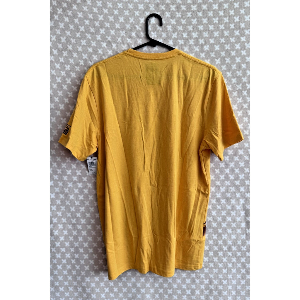 Universal Studios Yellow T-Shirt "Peace Love & Ride the Movies" | Size XL