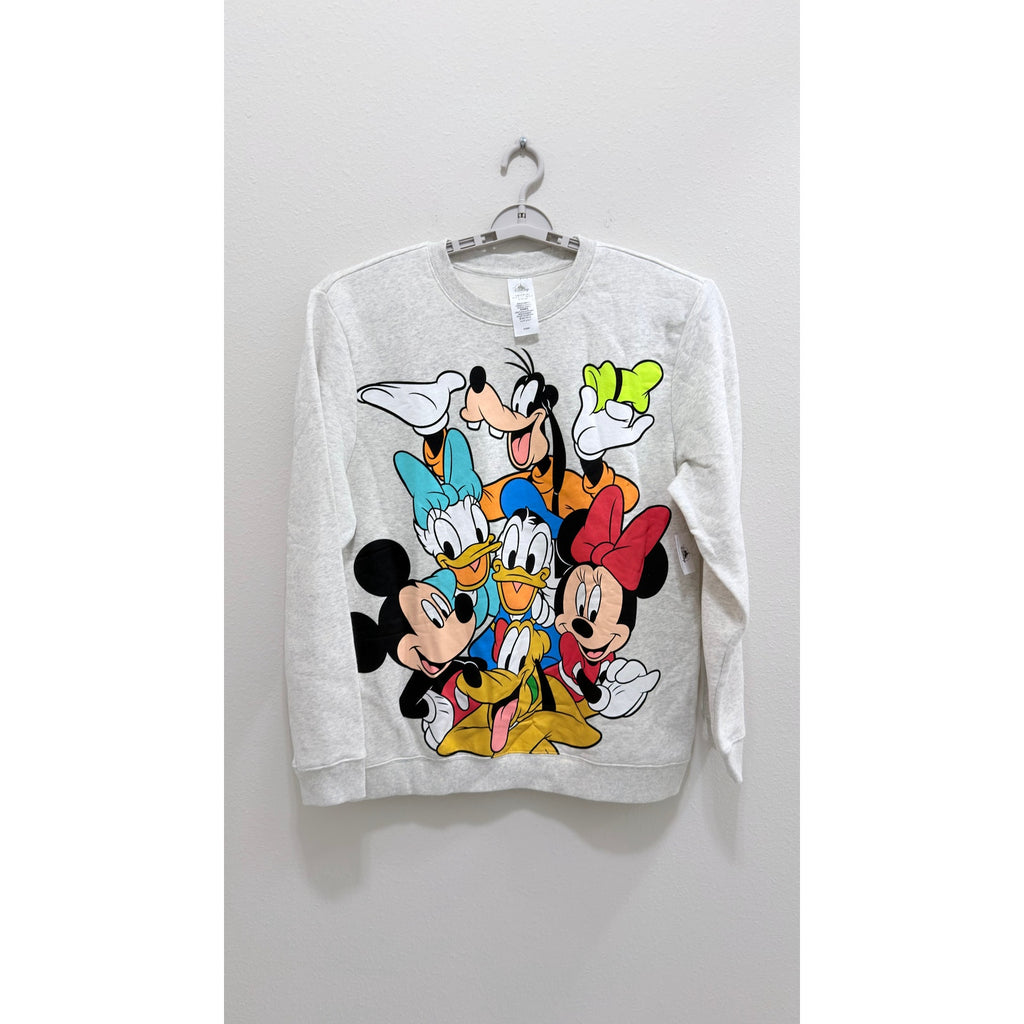 Disney Parks Mickey Mouse and Friends Gray Large Adult Pullover Sweatshirt NWT