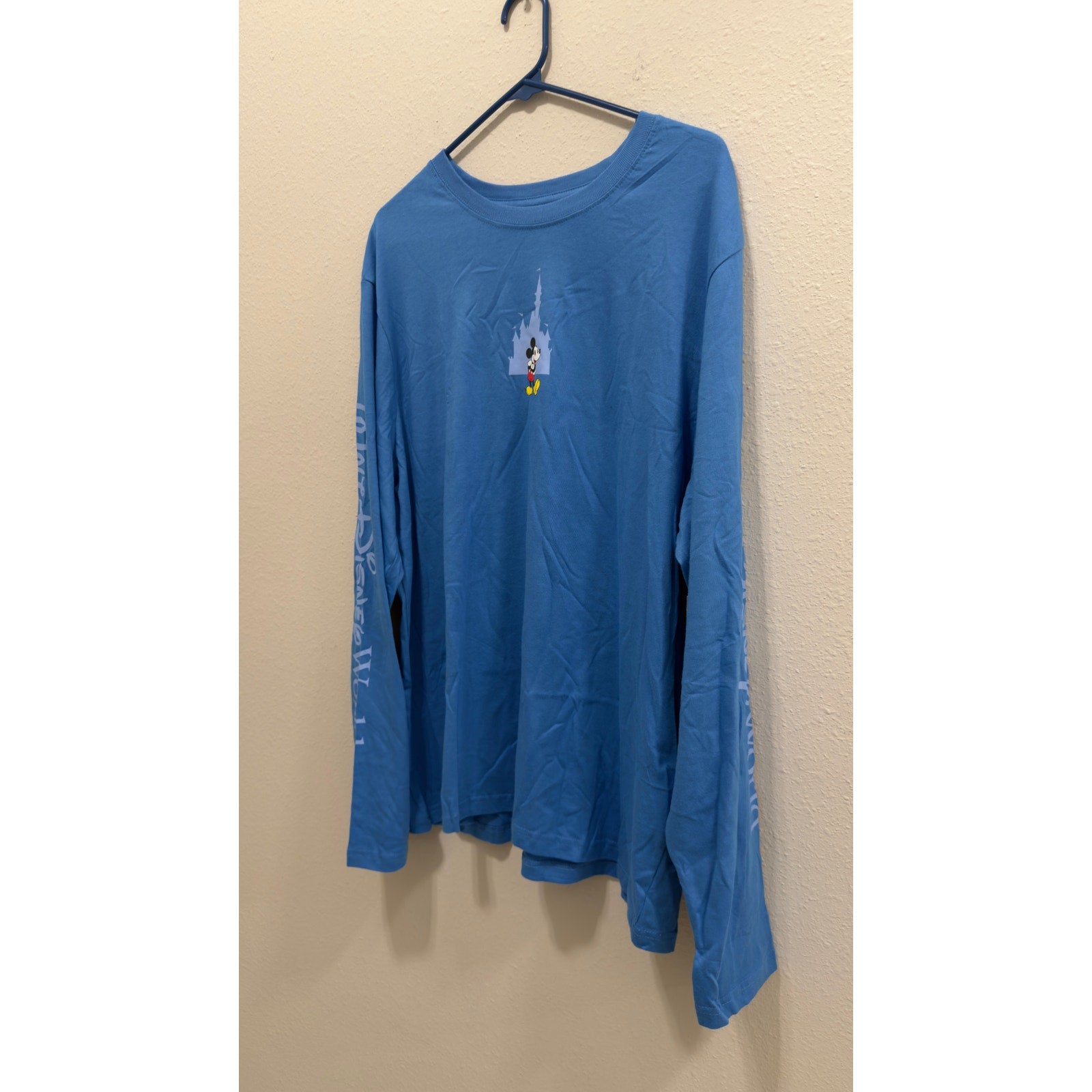 Walt Disney World Mickey Mouse Castle Blue Long Sleeve Shirt NWT Large