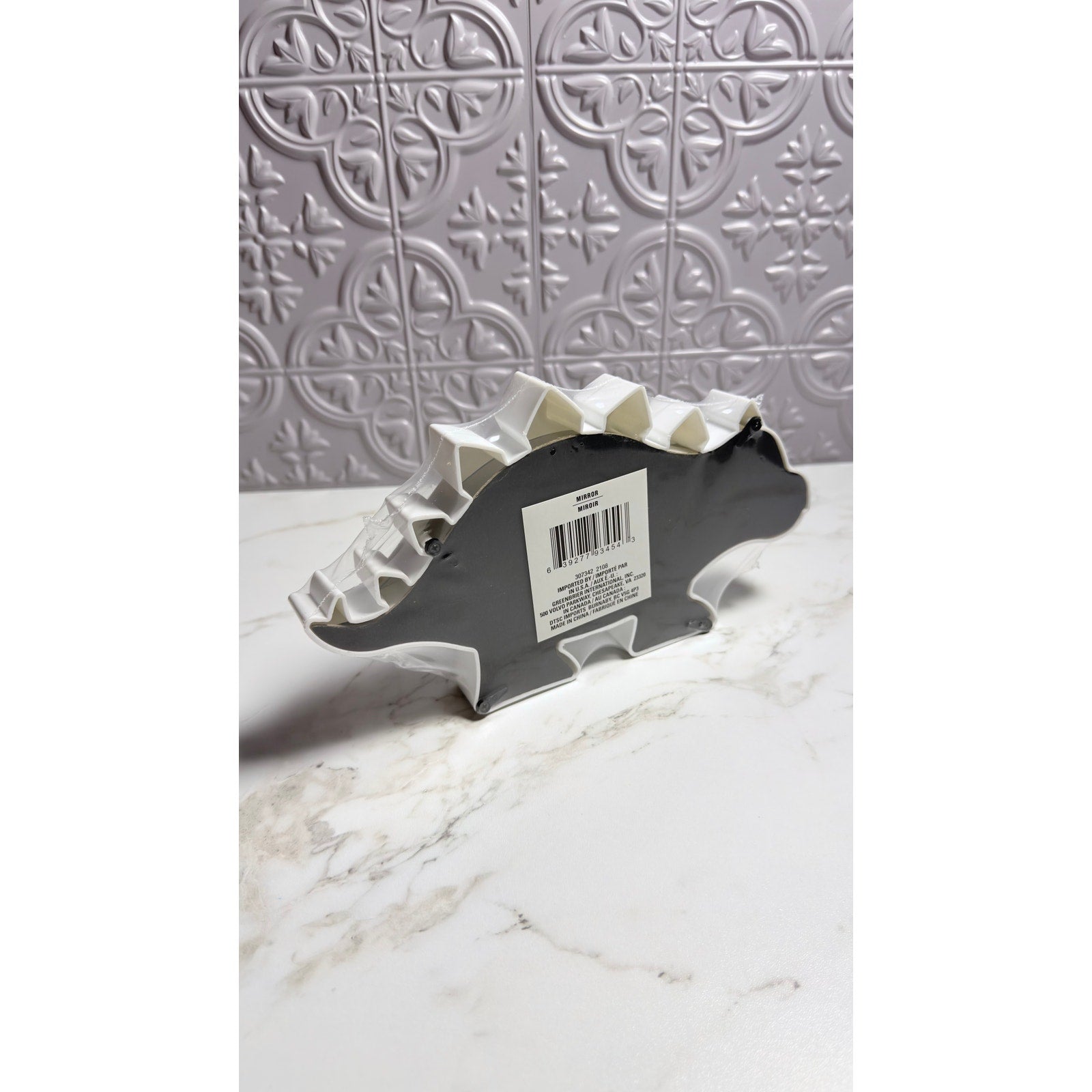 Dinosaur Shaped Wall Tabletop Mirrors White Set of 2 - T-Rex Stegosaurus NEW