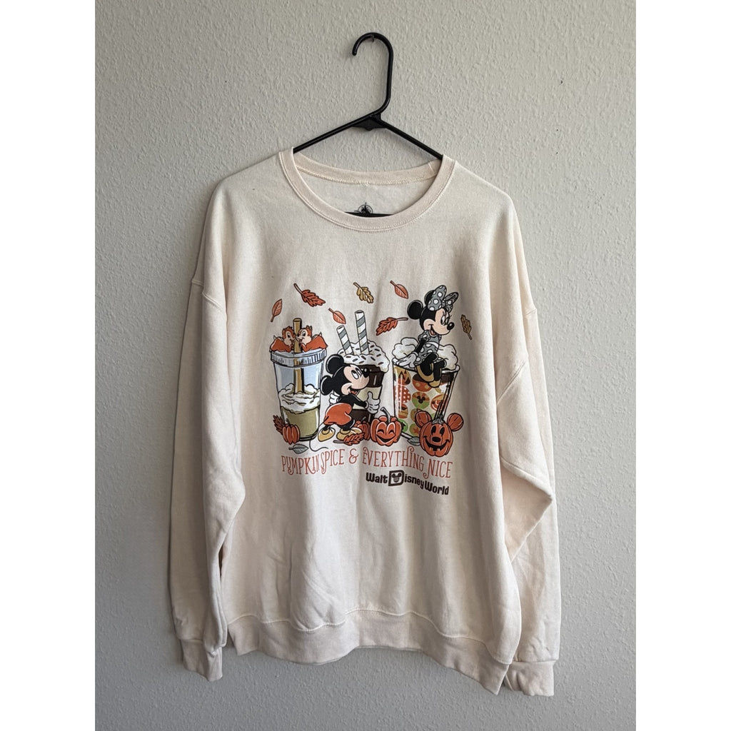 NEW 2025 Disney Parks Halloween Pumpkin Spice & Everything Nice Sweatshirt Large