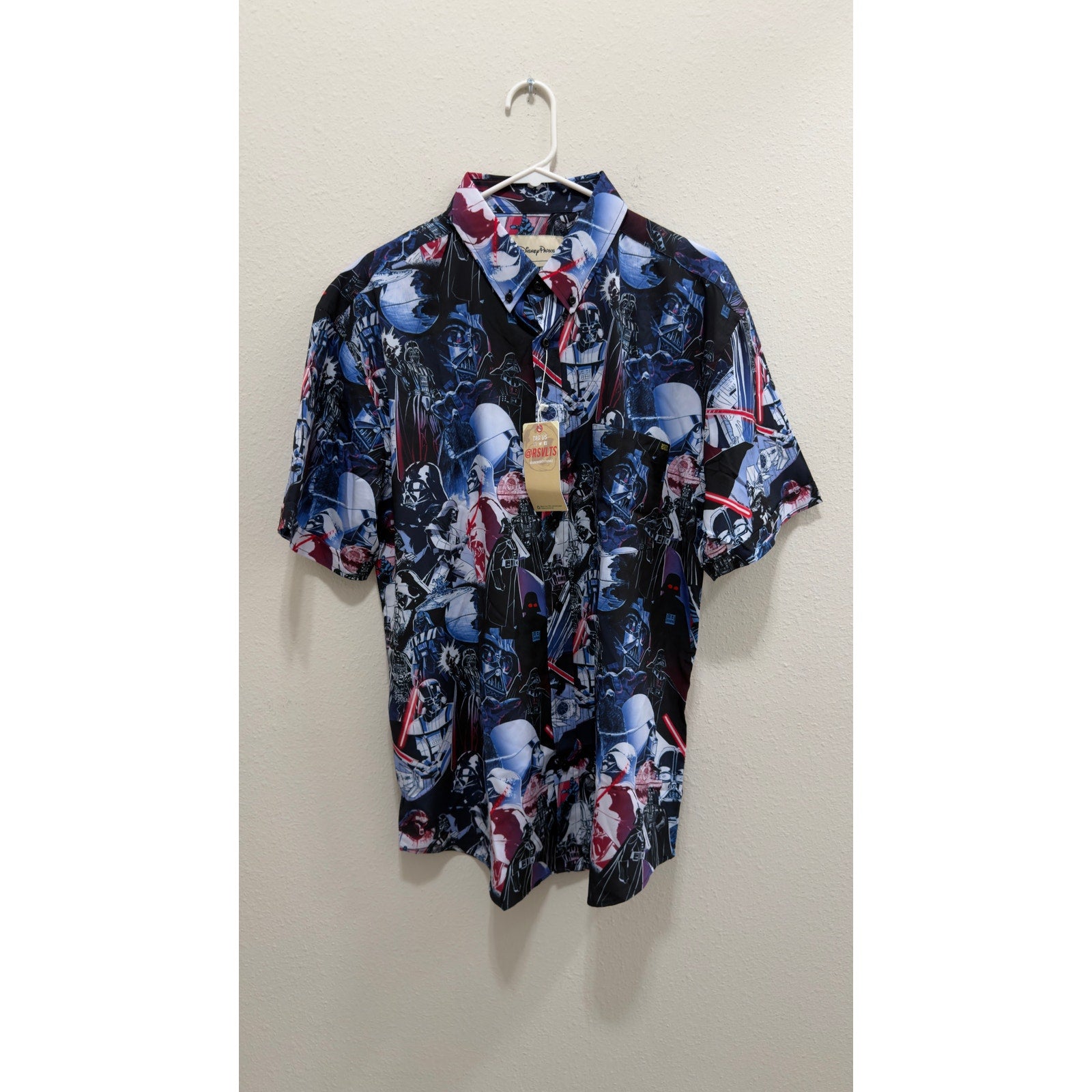 NWT Star Wars RSVLTS "Darth Vader" KUNUFLEX Short Sleeve Shirt - Large
