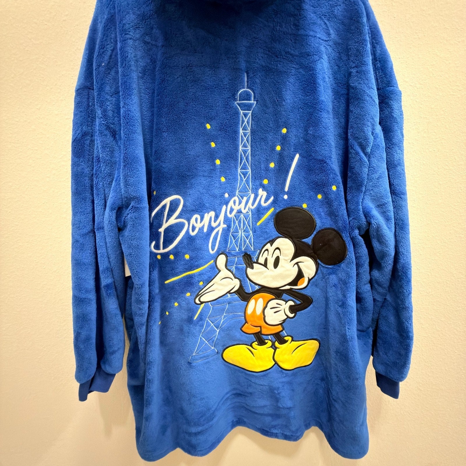 NEW Disneyland Paris "Bonjour Mickey" Oversized Fleece Hoodie - L/XL