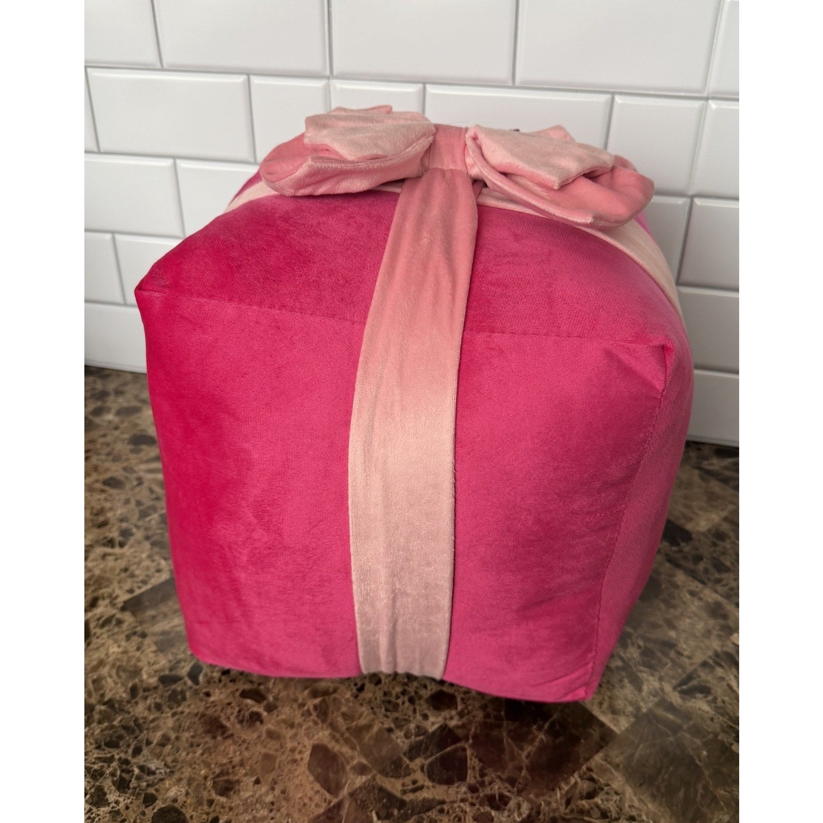 NEW Large Pink Christmas Gift Box Shaped Throw Pillow - Ashland