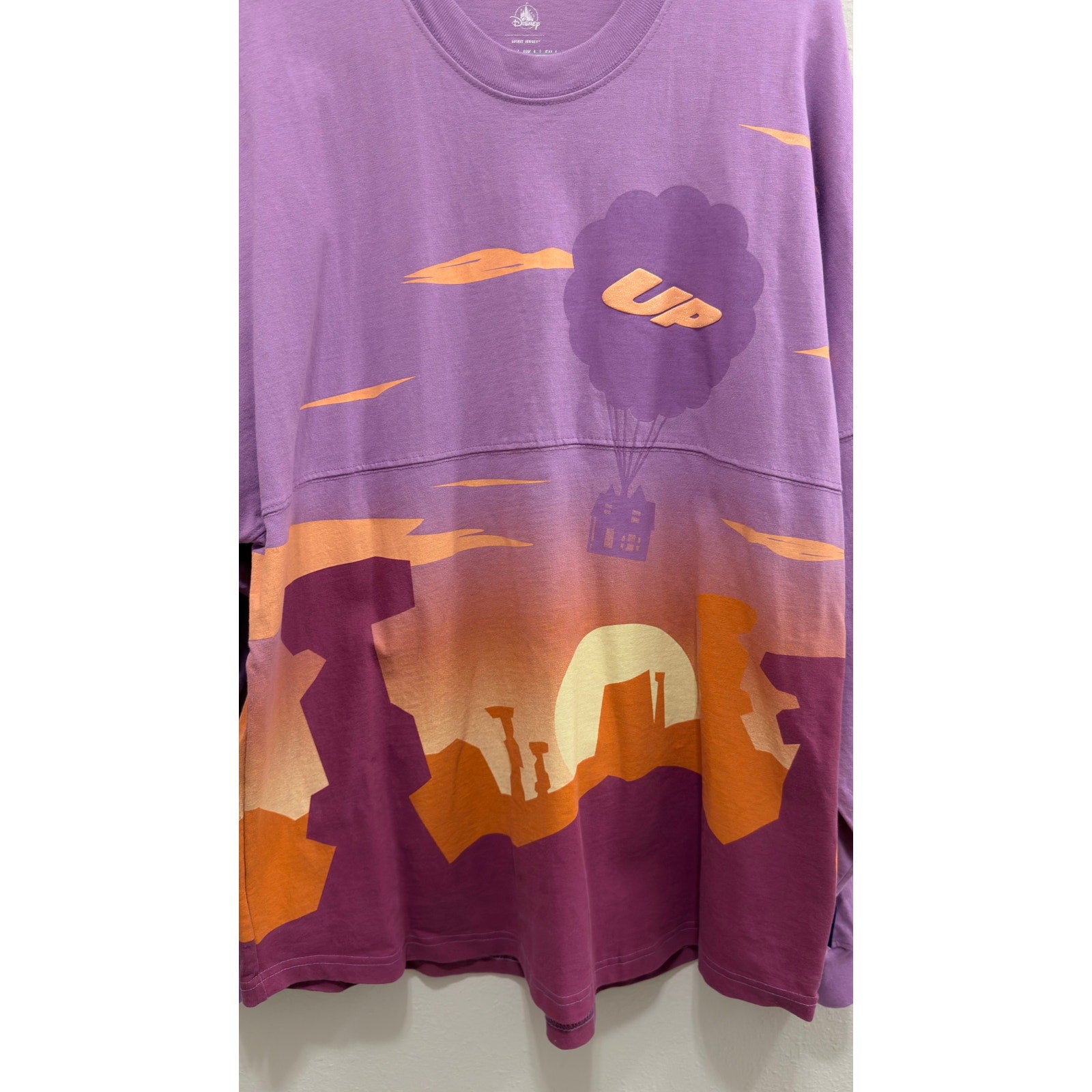 Disney Parks Pixar Up Paradise Falls Sunset Spirit Jersey Large Purple NWT