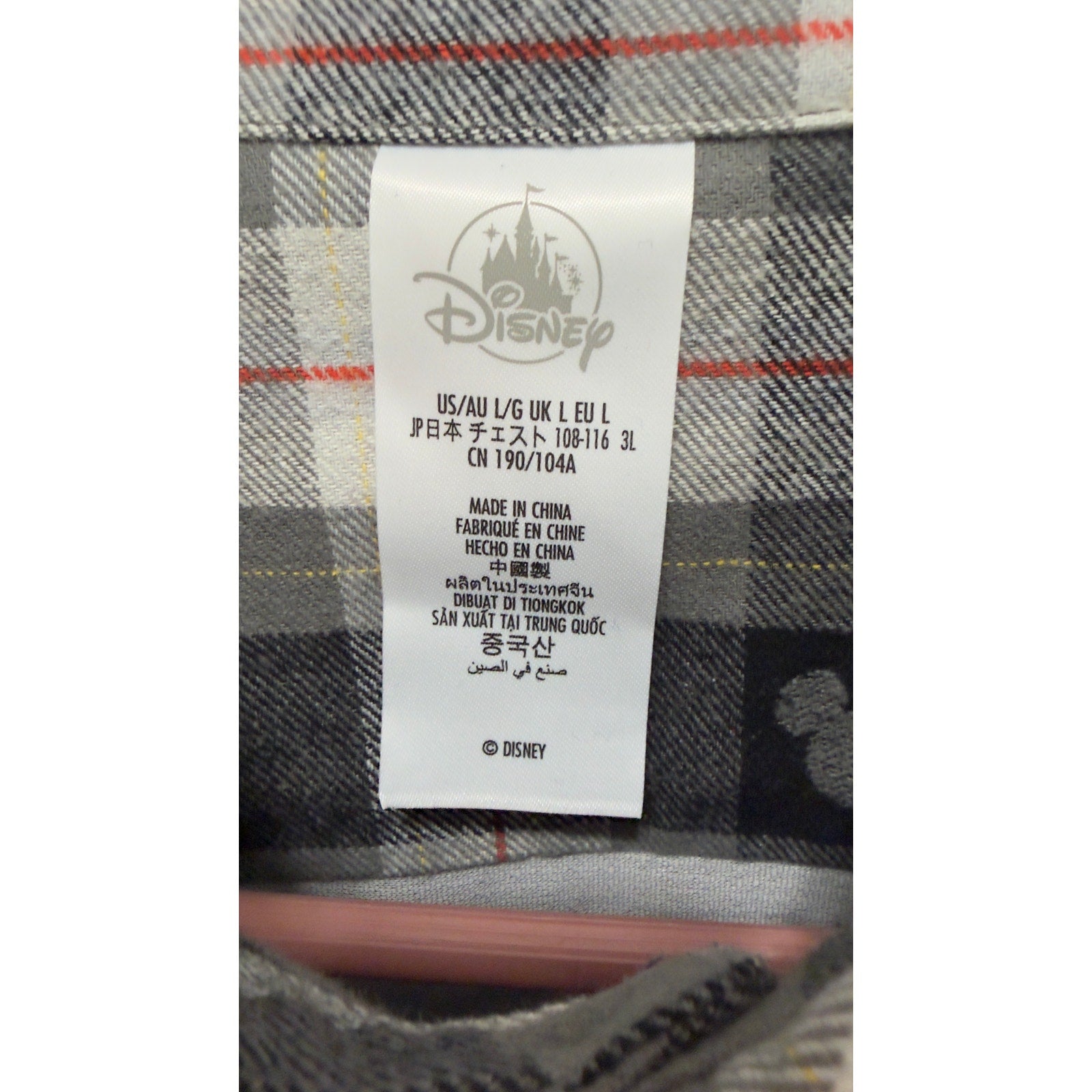 Disney Parks Walt Disney World Mickey Plaid Flannel Shirt Adult Large NWT