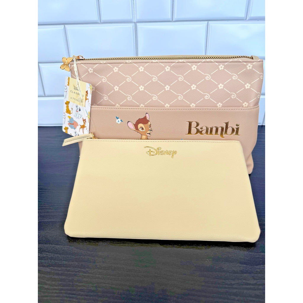 Disney x Primark Bambi 2-in-1 Wash Bag Set Make-up Cosmetic Pouch NWT