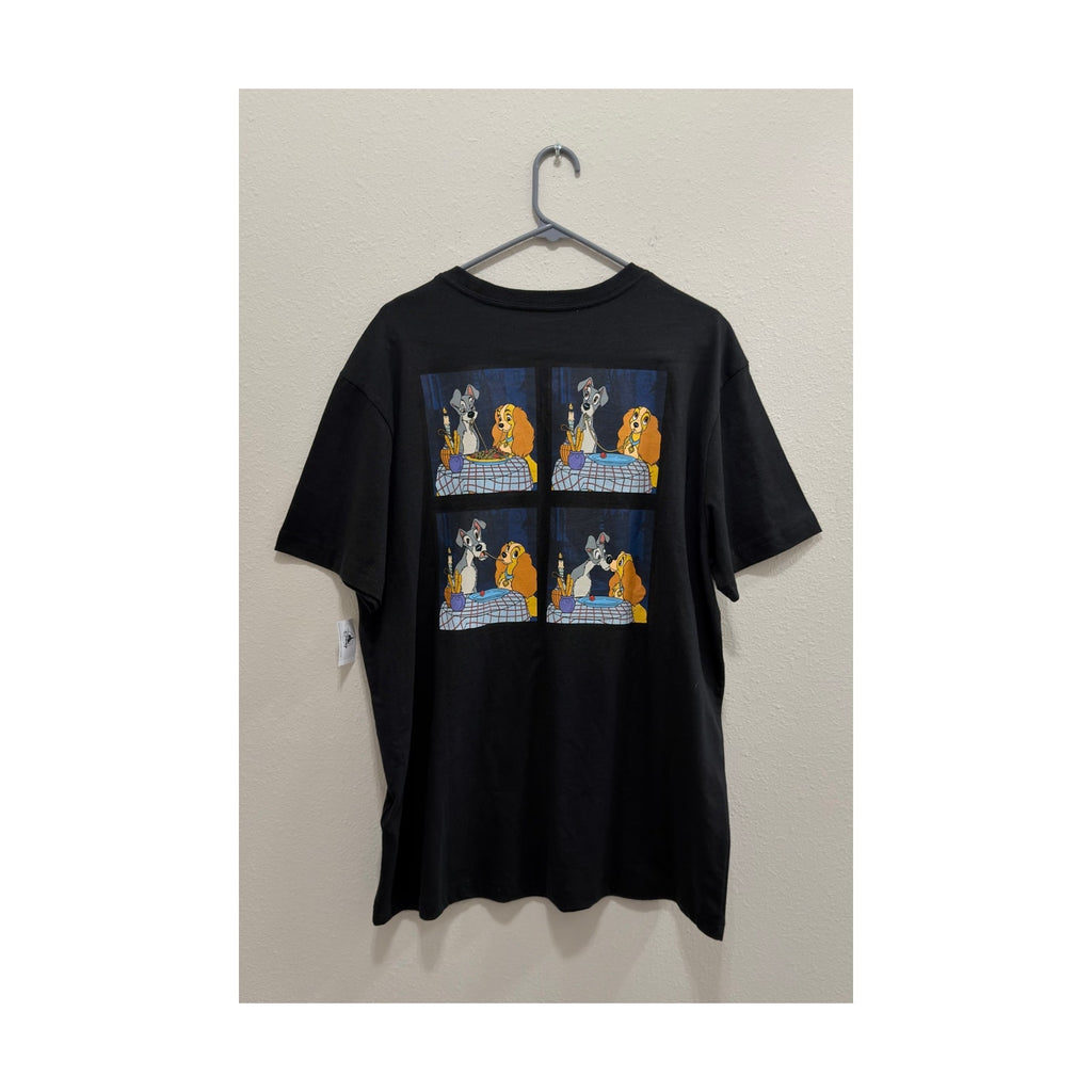 Disney Parks Lady and the Tramp Spaghetti Scene Black T-Shirt Adult Large NWT