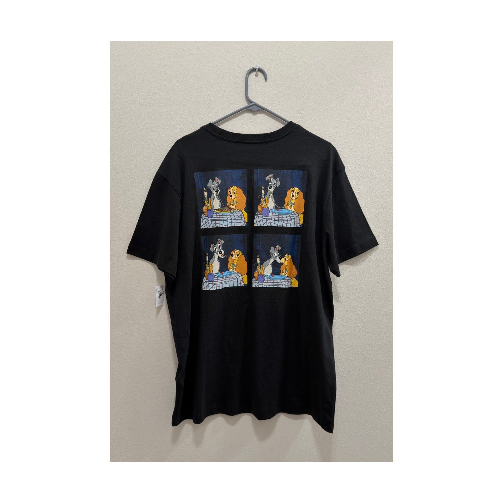 Disney Parks Lady and the Tramp Spaghetti Scene Black T-Shirt Adult Large NWT