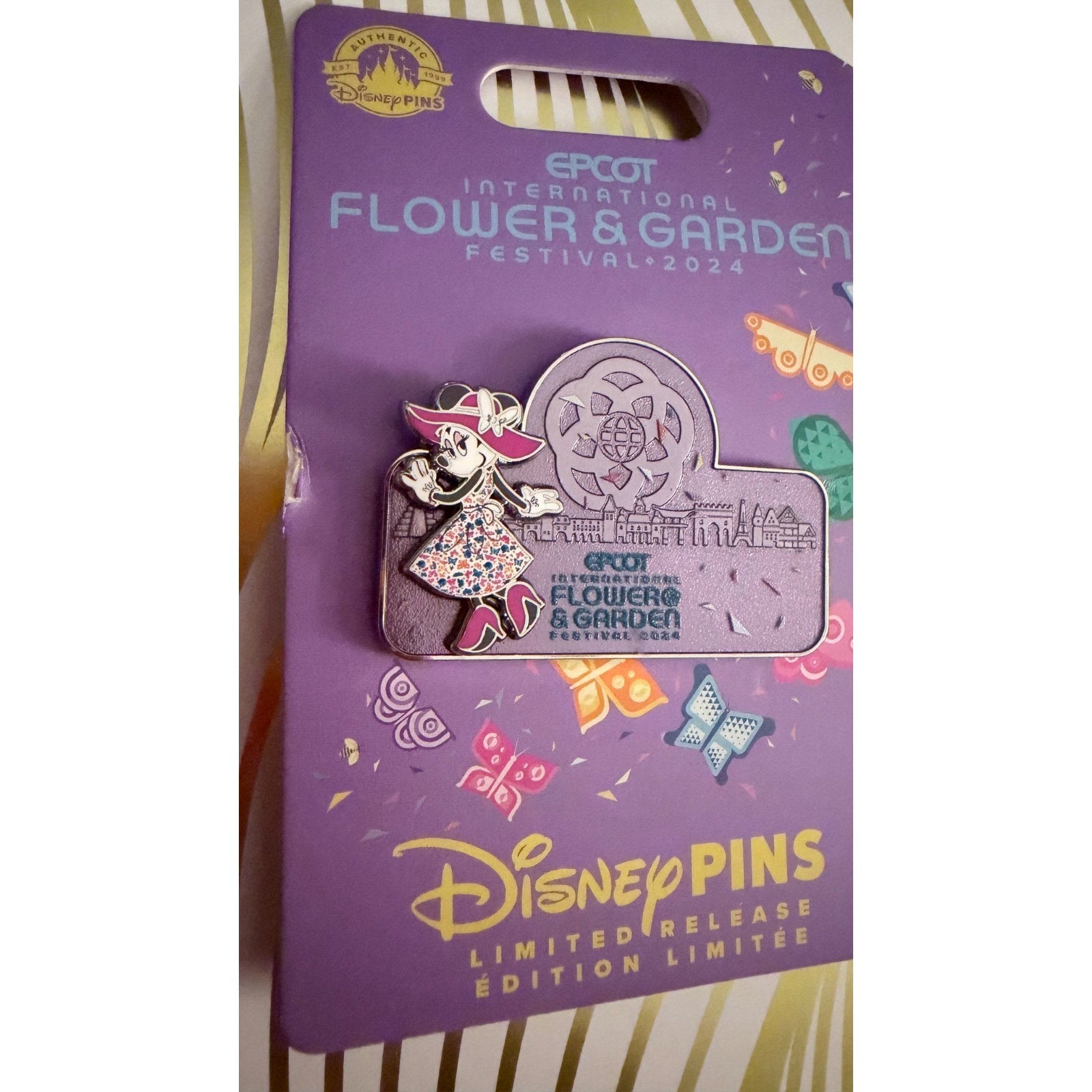 Disney Parks 2024 Epcot Flower & Garden MINNIE MOUSE Butterfly Pin LR NEW