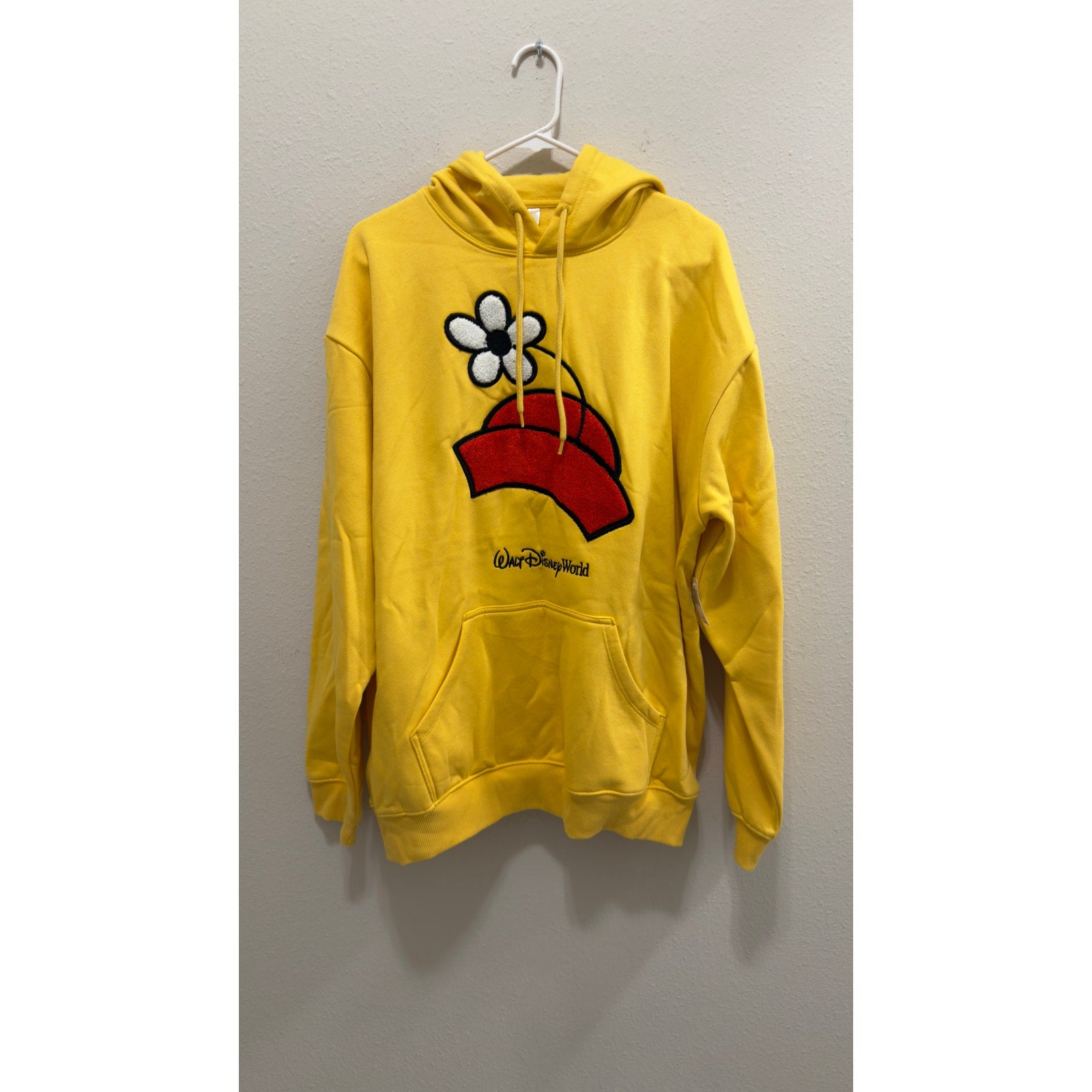 Walt Disney World Minnie Mouse Vintage Flower Hat Pullover Hoodie NWT Large