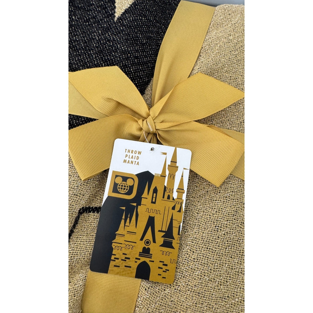 Disney Parks Cinderella Castle Woven Throw Blanket Black & Gold | 50" x 60" NWT