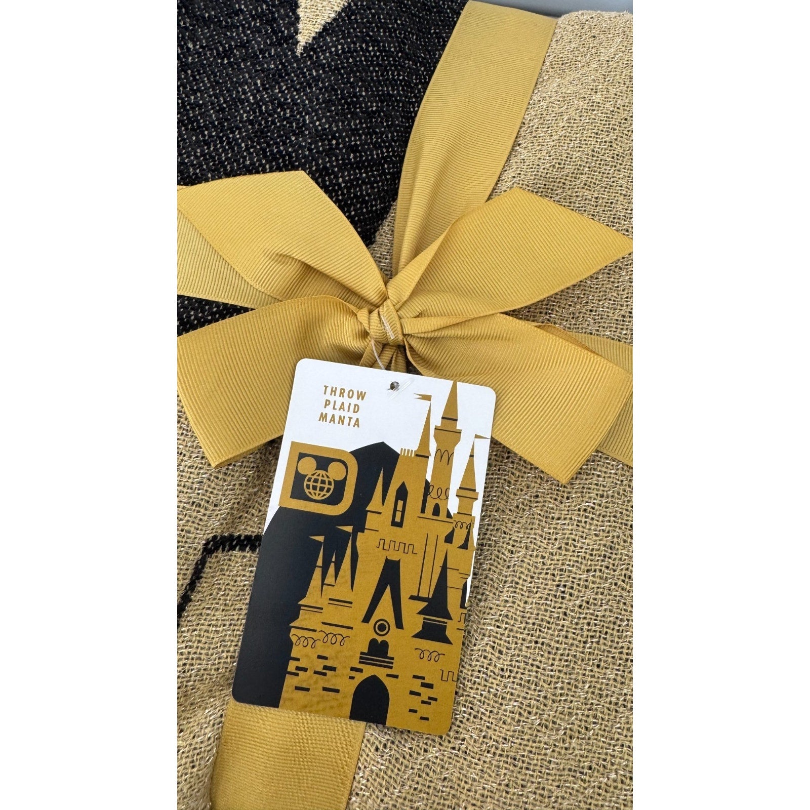 Disney Parks Cinderella Castle Woven Throw Blanket Black & Gold | 50" x 60" NWT