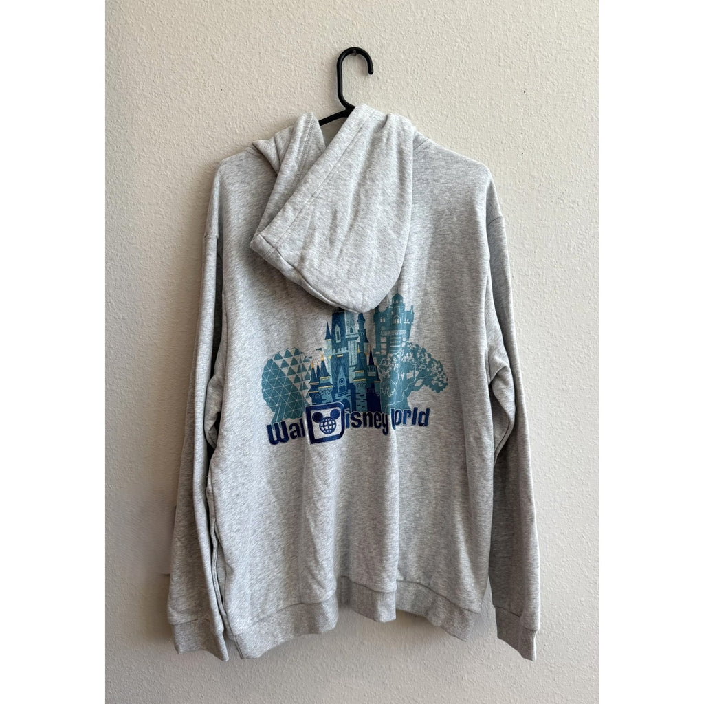 Disney Parks Walt Disney World Icons Four Parks Full Zip Hoodie Large NWT
