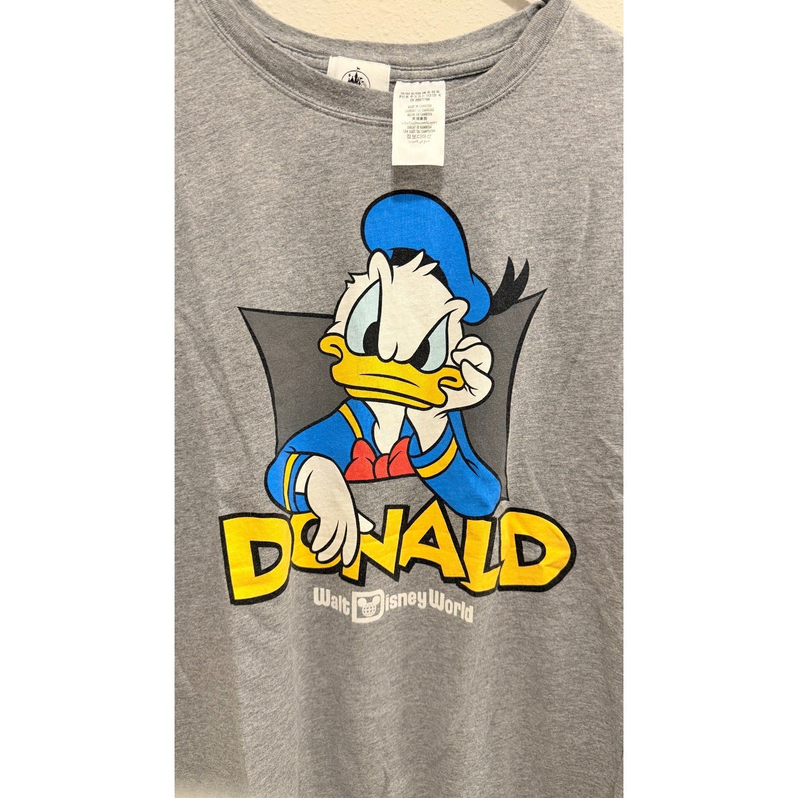 Disney Parks Donald Duck T-shirt Graphic Grey Adult Unisex XL - Preowned