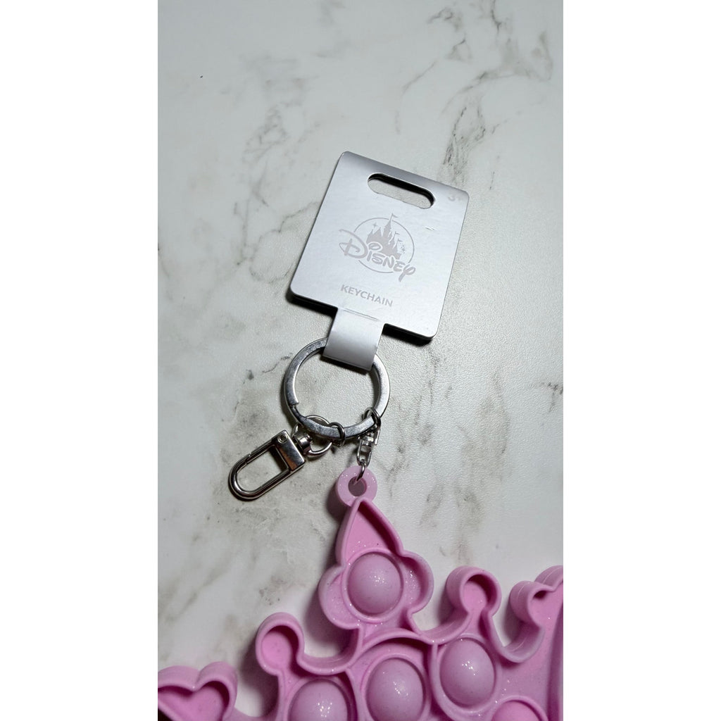 Disney Parks Pink Princess Crown Pop It Charm Sensory Fidget Keychain NEW
