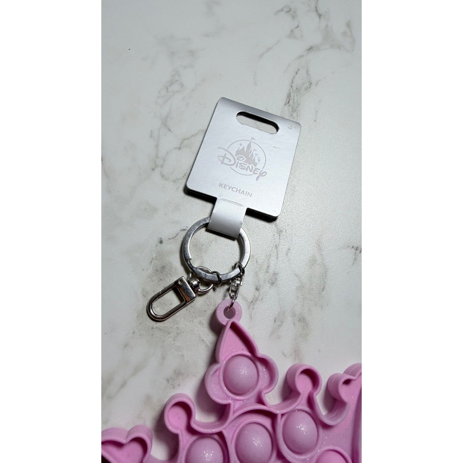 Disney Parks Pink Princess Crown Pop It Charm Sensory Fidget Keychain NEW